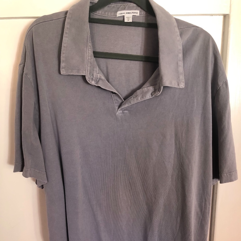 James Perse Sueded Jersey Polo (Gray) (5/XXL)